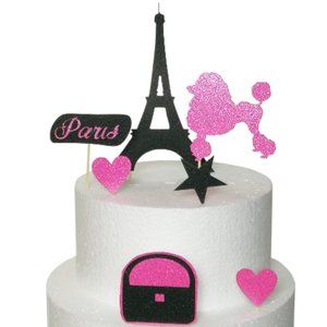Set of 7 Paris Eiffel Tower Cake Topper